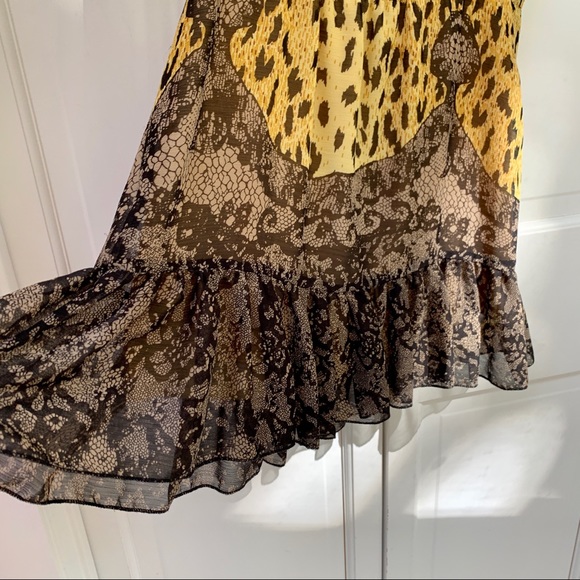 Leopard and Lace Printed 100% Silk Short Dress - Picture 4 of 12